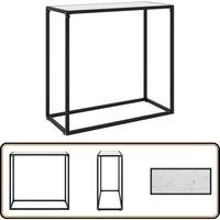 Vidaxl - Konsolentisch Weiß 80x35x75 cm Hartglas - Konsolentisch - Wohnzimmermöbel - Sideboard - Tisch Weiß - Marmoreffekt von VIDAXL
