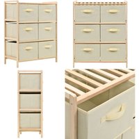 Vidaxl - Korb-Kommode mit 6 Stoffkörben Zedernholz Beige - Aufbewahrungschrank - Holzaufbewahrung - Zedernholzkorb - Stauraummöbel - Wohnzimmermöbel Vidaxl - Korb-Kommode mit 6 Stoffkörben Zedernholz Beige - Aufbewahrungschrank - Holzaufbewahrung - Zedernholzkorb - Stauraummöbel - Wohnzimmermöbel von VIDAXL