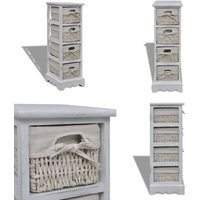 Korbregal Holz mit 4 Körben Weiß - Korbs Regal - Holzkorb - Wohnzimmer Deko - Aufbewahrungsregale - Sideboard - Home & Living von VIDAXL