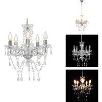 Kronleuchter mit Kristallperlen Silbern Rund 5 x E14 - Kronleuchter - Kristallperlen - Silber - Deko Leuchte - Wohnzimmer Lampe Kronleuchter mit Kristallperlen Silbern Rund 5 x E14 - Kronleuchter - Kristallperlen - Silber - Deko Leuchte - Wohnzimmer Lampe von VIDAXL