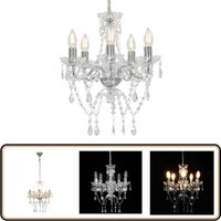 Vidaxl - Kronleuchter mit Kristallperlen Silbern Rund 5 x E14 - Kronleuchter - Kristallperlen - Silber - Deko Leuchte - Wohnzimmer Lampe von VIDAXL