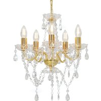 Vidaxl - Kronleuchter mit Perlen Golden Rund 5×E14 von VIDAXL
