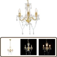 Vidaxl - Kronleuchter mit Perlen Goldfarben Rund 3×E14 - Kronleuchter - Pendelleuchte - Wohnzimmer Deko - led Lampe - Goldener Kronleuchter von VIDAXL