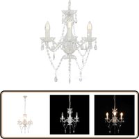 Kronleuchter mit Perlen Weiß Rund 3×E14 - Kronleuchter - Deckenleuchte - Wohnzimmerlampe - Esszimmerlampe - LED-Lampe von VIDAXL