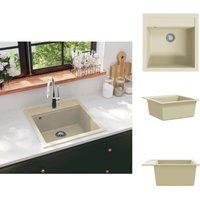 Küchenspülen & Spülbecken - Living Granitspüle Einzelbecken Beige - Beige von VIDAXL