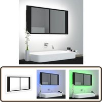 Vidaxl - LED-Bad-Spiegelschrank Schwarz 90x12x45 cm Acryl - LED-Spiegelschrank - Badezimmerspiegel - Acrylspiegel - Schwarzer Spiegelschrank von VIDAXL