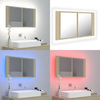 Vidaxl - LED-Bad-Spiegelschrank Sonoma-Eiche 80x12x45 cm Acryl - LED-Spiegelschrank - Badezimmermöbel - Acrylspiegel - Sonoma-Eiche - rgb Beleuchtung von VIDAXL