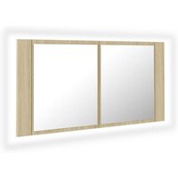 LED-Bad-Spiegelschrank,Bad Hängeschrank Sonoma-Eiche 90x12x45 cm Acryl vidaXL von BONNEVIE
