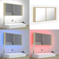 Vidaxl - LED-Bad-Spiegelschrank Sonoma-Eiche 90x12x45 cm Acryl - LED-Spiegelschrank - Badezimmermöbel - Acrylspiegel - Sonoma-Eiche - rgb Beleuchtung Vidaxl - LED-Bad-Spiegelschrank Sonoma-Eiche 90x12x45 cm Acryl - LED-Spiegelschrank - Badezimmermöbel - Acrylspiegel - Sonoma-Eiche - rgb Beleuchtung von VIDAXL
