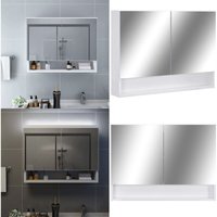 Vidaxl - LED-Bad-Spiegelschrank Weiß 80x15x60 cm mdf - led Kosmetikschränkchen - Wandspiegel - Badezimmermöbel - Badschrank - Spiegelschrank - Home & von VIDAXL