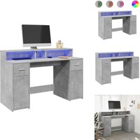 Vidaxl - LED-Schreibtisch Betongrau 140x55x91 cm Holzwerkstoff - Schreibtisch - Schreibtische - Bürotisch - Arbeitstisch von VIDAXL
