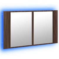 LED-Spiegelschrank Braun Eichen-Optik 80x12x45 cm Acryl Vidaxl von VIDAXL