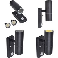 Vidaxl - LED-Wandleuchte Edelstahl Zylinderform Schwarz mit Sensor - LED-Wandleuchte - Edelstahl - Outdoor Beleuchtung - Bewegungsmelder von VIDAXL