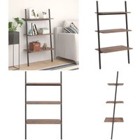Leiterregal mit 3 Böden Dunkelbraun und Schwarz 64x34x116 cm - Bücherregal - Wandregal - Aufbewahrungssystem - Regal Schwarz Braun - Stehleuchte von VIDAXL