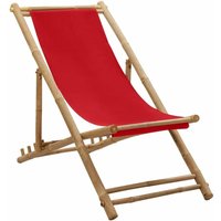 Vidaxl - Liegestuhl Bambus und Canvas Rot von VIDAXL