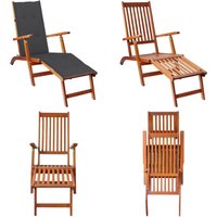 Liegestuhl mit Fußstütze und Auflage Akazie Massivholz - Holz Liegestuhl - Sonnenliege - Gartenmöbel - Outdoor Möbel - Akasienholzmöbel - Home & von VIDAXL