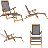 Liegestuhl mit Fußteil Massivholz Teak Schwarz - Teakholzmöbel - Gartenliege - Sonnenliege - Liege - Outdoormöbel - Home & Living von VIDAXL