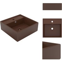 Vidaxl - Luxus-Waschbecken Überlauf Quadratisch Matt Dunkelbraun 41x41cm - Duscheinfassung - Waschbecken - Küchenspüle - Handwaschbecken - Designerbad von VIDAXL
