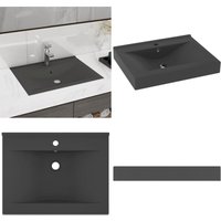 Vidaxl - Luxus-Waschbecken mit Hahnloch Matt-Dunkelgrau 60x46 cm Keramik - Dusche Waschen - Handwaschbecken - Küchenspüle - Waschtisch von VIDAXL