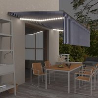 Vidaxl - Markise Automatisch mit Rollo led Windsensor 5x3m Blau Weiß von VIDAXL