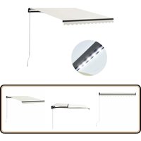 Markise Manuell Einziehbar mit led 300x250 cm Creme - Markise - Sonnensegel - Gartenmöbel - Außenbeleuchtung - Terrassenüberdachung von VIDAXL