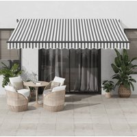 Markise Manuell mit LEDs Anthrazit & Weiß 400x350 cm - Vidaxl von VIDAXL