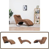 Vidaxl - Massage Chaiselongue mit Kissen Braun Wildleder-Optik - Massage-Stuhl - Relaxliege - Chaise Lounge - Lederette - Braun von VIDAXL
