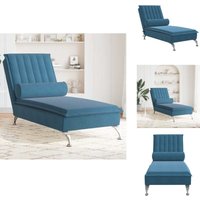 Vidaxl - Massage-Chaiselongue mit Nackenrolle Blau Samt - Massage Chaiselongue - Massage Chaiselongues - Chaiselongue - Recamiere von VIDAXL