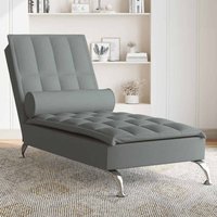 Massage-Chaiselongue mit Nackenrolle Dunkelgrau Stoff - Vidaxl von VIDAXL