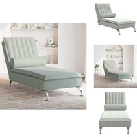 Massage-Chaiselongue mit Nackenrolle Hellgrau Samt - Chaiselongue - Massage-Funktion - Samtcouch - Wohnzimmermöbel - Relaxsessel von VIDAXL