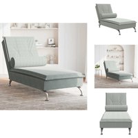 Vidaxl - Massage-Chaiselongue mit Nackenrolle Hellgrau Samt - Massage Chaiselongue - Massage Chaiselongues - Chaiselongue - Recamiere von VIDAXL