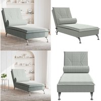Vidaxl - Massage-Chaiselongue mit Nackenrolle Hellgrau Samt Vidaxl - Massage-Chaiselongue mit Nackenrolle Hellgrau Samt von VIDAXL