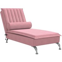 Massage-Chaiselongue mit Nackenrolle Rosa Samt Vidaxl von VIDAXL