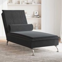 Massage-Chaiselongue mit Nackenrolle Schwarz Samt - Vidaxl von VIDAXL