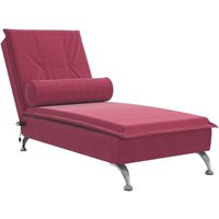 Massage-Chaiselongue mit Nackenrolle Weinrot Samt Vidaxl von VIDAXL
