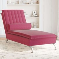 Vidaxl - Massage-Chaiselongue mit Nackenrolle Weinrot Samt Vidaxl - Massage-Chaiselongue mit Nackenrolle Weinrot Samt von VIDAXL
