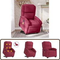 Vidaxl - Massagesessel mit Aufstehhilfe Elektrisch Weinrot Samt - Elektrischer Massagesessel - Samt Sessel - Fernsehsessel - Relaxsessel von VIDAXL