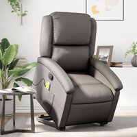 Massagesessel mit Aufstehhilfe Grau Echtleder Vidaxl Massagesessel mit Aufstehhilfe Grau Echtleder Vidaxl von VIDAXL