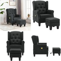 Vidaxl - Massagesessel mit Hocker Dunkelgrau Stoff - Massagestuhl - Elektrischer Massage-Stuhl - Sitzmassage - Wellnessstuhl - Entspannungssitz von VIDAXL