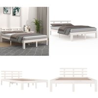 Vidaxl - Massivholzbett Weiß 140x190 cm - Holzbett - Massivholzbette - Kiefernbett - Doppelbett - Weißes Bett - Home & Living Vidaxl - Massivholzbett Weiß 140x190 cm - Holzbett - Massivholzbette - Kiefernbett - Doppelbett - Weißes Bett - Home & Living von VIDAXL