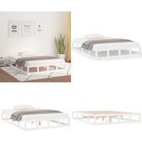 Vidaxl - Massivholzbett Weiß 140x200 cm - Massivholzbette - Kiefernbett - Weißes Bett - Doppelbett - Boxspringbett Alternative - Home & Living von VIDAXL