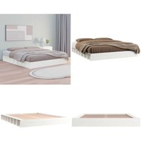 Vidaxl - Massivholzbett Weiß 150x200 cm - Holzbett - Doppelbett - Massivholzbette - Kiefernbett - Weißes Bett - Home & Living von VIDAXL