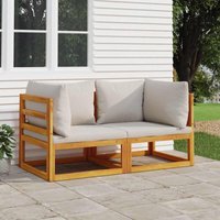 Vidaxl - Modular-Ecksofas 2 Stk. mit Hellgrauen Kissen Massivholz Akazie von VIDAXL
