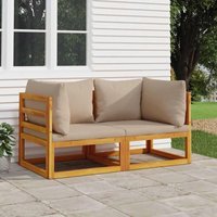 Vidaxl - Modular-Ecksofas 2 Stk. mit Kissen Taupe Massivholz Akazie von VIDAXL