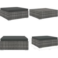 Modular-Fußhocker 1 Stk. + Auflagen Poly Rattan Grau - Outdoor Lounge Set - Sitzbereich Erweitern - Gartenmöbeln - Rattan Sessel - Wetterfestes Modular-Fußhocker 1 Stk. + Auflagen Poly Rattan Grau - Outdoor Lounge Set - Sitzbereich Erweitern - Gartenmöbeln - Rattan Sessel - Wetterfestes von VIDAXL
