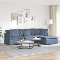 Vidaxl - Modulares Sofa mit Fußhocker Kissen Cordstoff Blau Vidaxl - Modulares Sofa mit Fußhocker Kissen Cordstoff Blau von VIDAXL