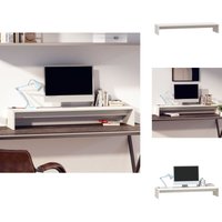 Monitorständer Weiß 100x27x15 cm Massivholz Kiefer - Monitorständer - Holz Monitorständer - Kiefer Monitorständer - Schreibtisch Organizer von VIDAXL