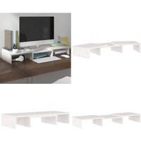 Vidaxl - Monitorständer Weiß 60x24x10,5 cm Massivholz Kiefer - Monitorständer - Holztischhalter - Schreibtisch Organizer - Ergonomischer von VIDAXL
