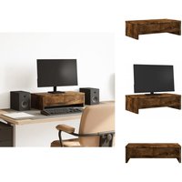 Monitorständer mit Schubladen Räuchereiche 50x27x15 cm - Monitorständer - Monitor Ständer - Monitorerhöhung - Monitorständer Schreibtisch von VIDAXL