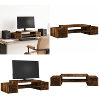 Vidaxl - Monitorständer mit Stauraum Räuchereiche 70x27x15 Holzwerkstoff von VIDAXL